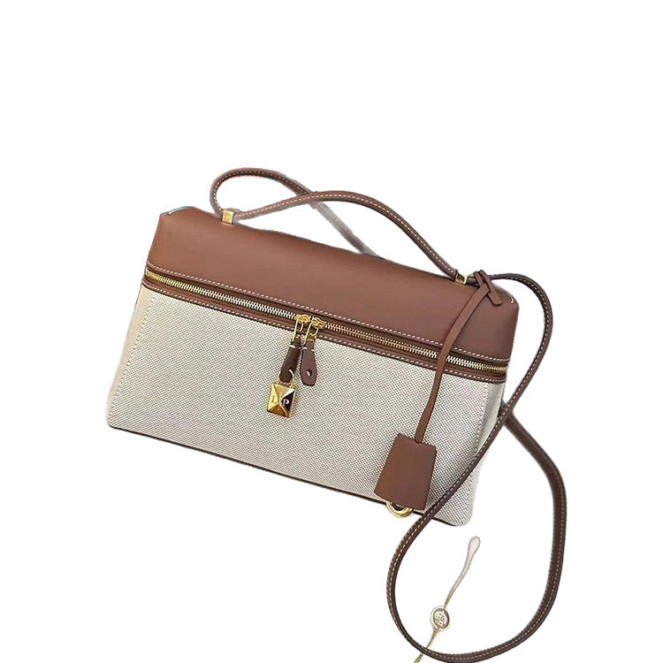 Leather Canvas Underarm Italian Original Zipper Shoulder Bags