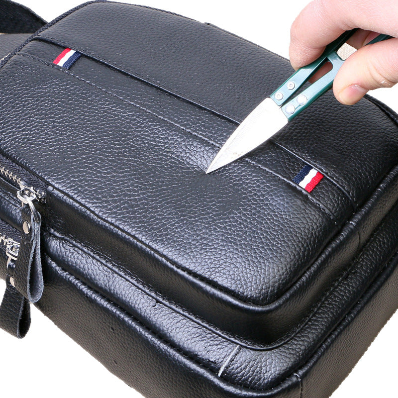 Men's New First Layer Cowhide Leather Men's Chest Bags