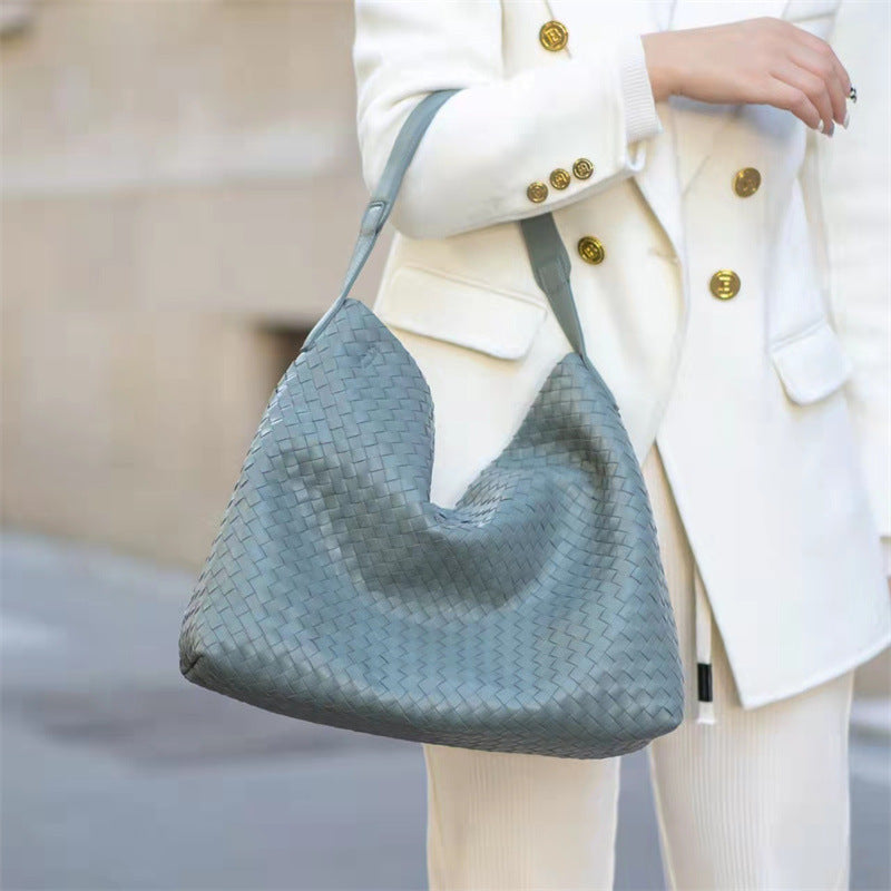 Women's Korean Fashion Leather Large Capacity Sheepskin Tote Bags