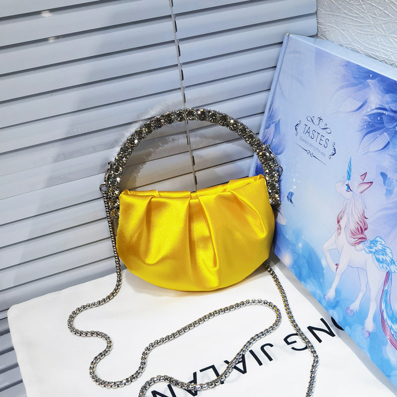Round Diamond Pleated Dinner Niche Cloud Crossbody Bags