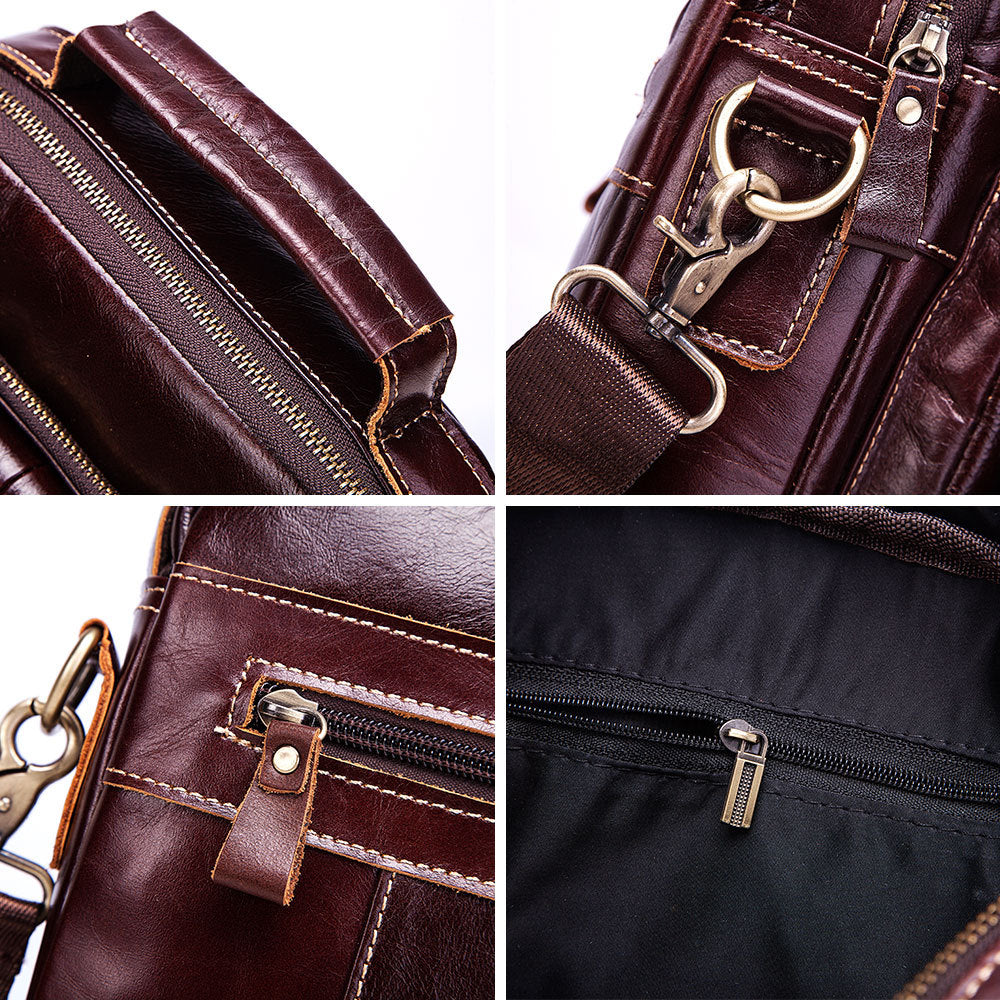 Men's Paul First Layer Cowhide Vertical Design Men's Messenger Bags