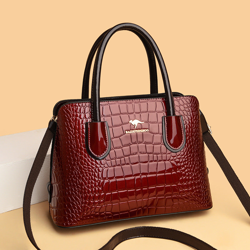 Women's Patent Leather Glossy Alligator Print Handbags