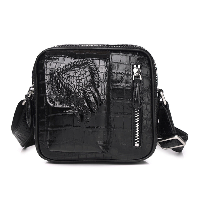 Men's Crocodile Pattern Leather Business Horizontal Large Men's Shoulder Bags