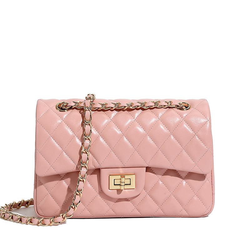 Women's Chain First Layer Cowhide Classic Style Light Shoulder Bags