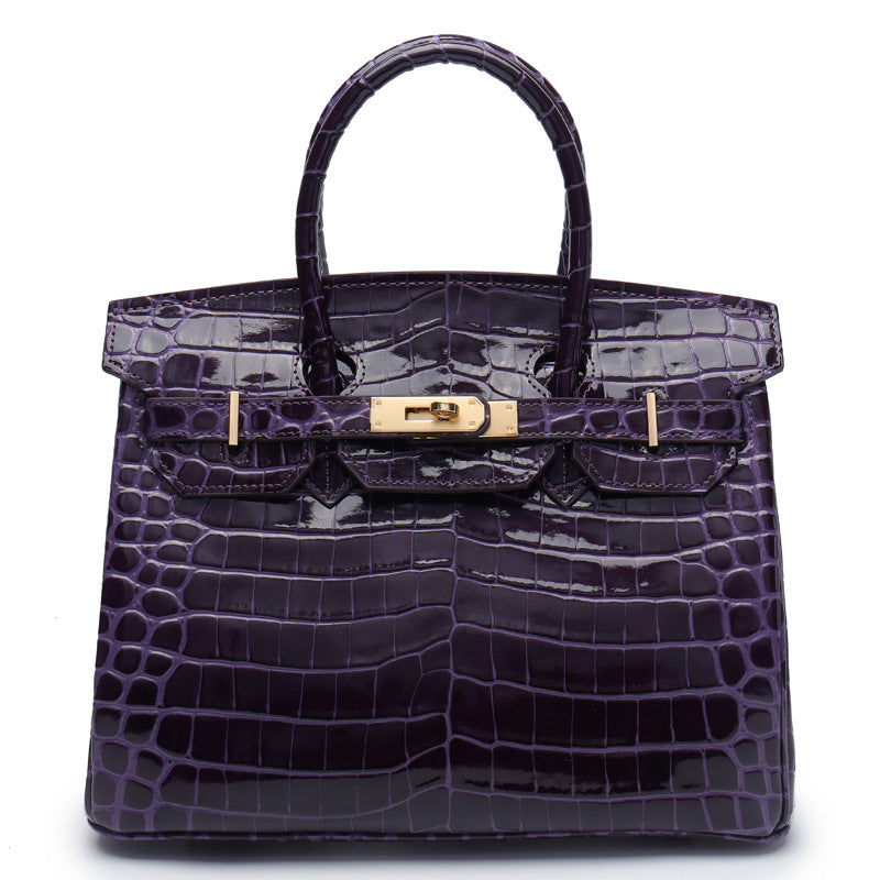 Women's Fashion Crocodile Pattern Genuine Leather Cow Handbags