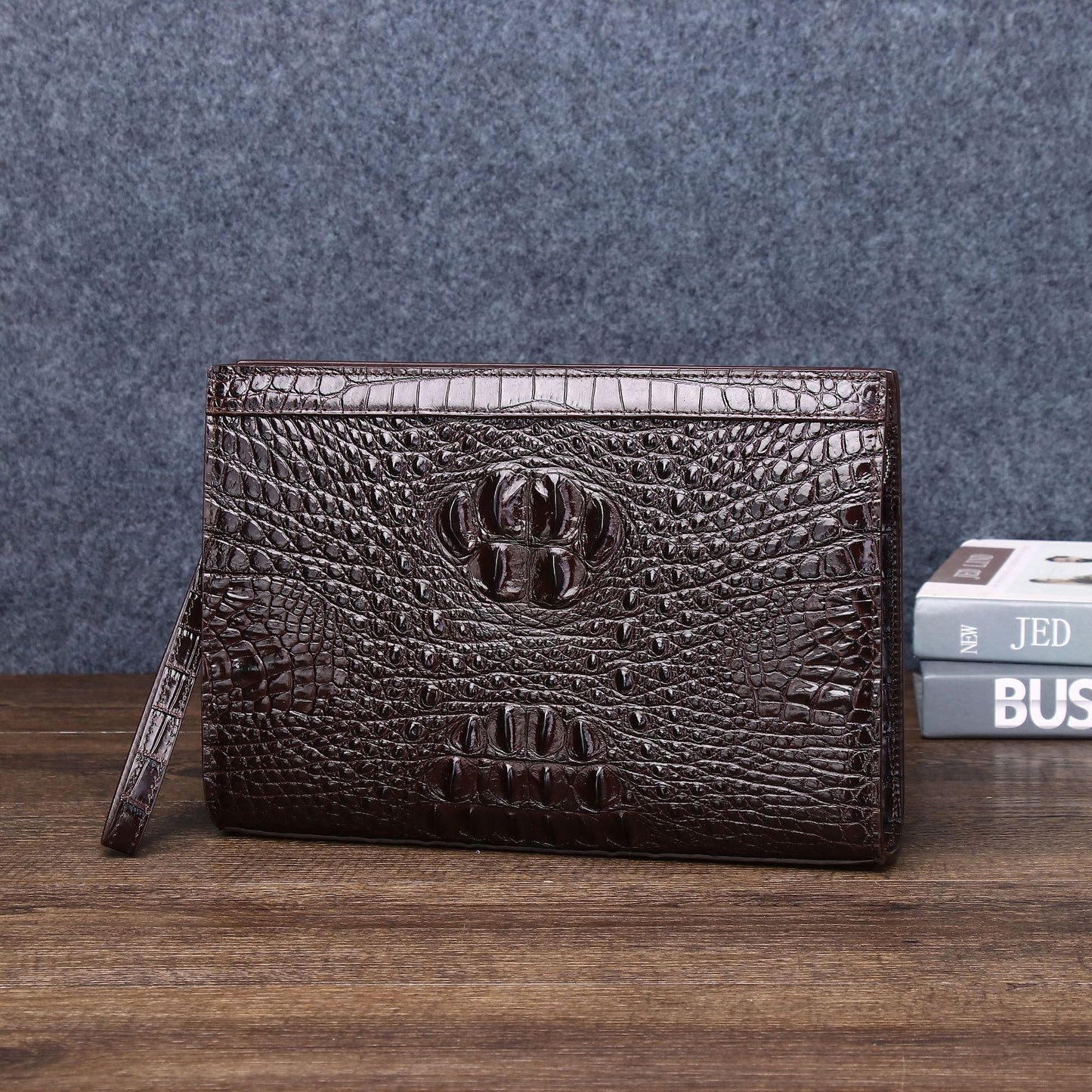 Men's Fishbone Pattern Large Fashion Envelope Classic Men's Handbags