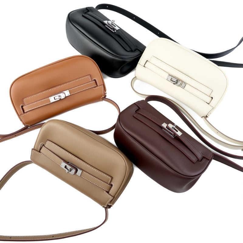 Women's Elegant Leather Mini Oblique Saddle Crossbody Bags