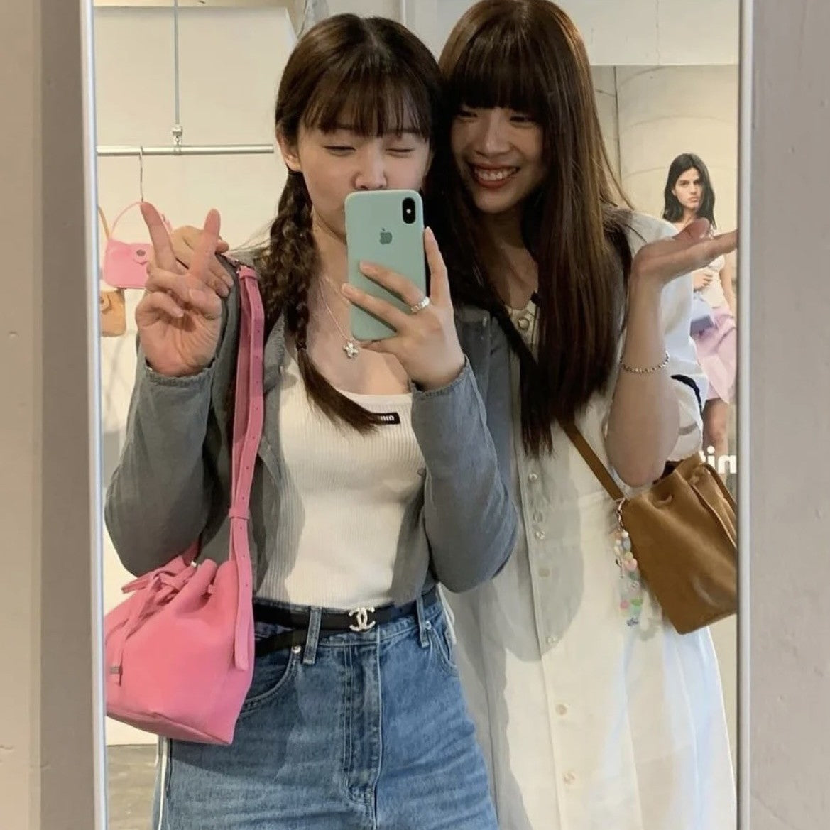 Soo Lin Genuine Leather Drawstring Versatile Bucket Bags