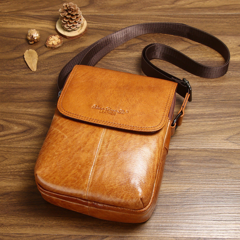 Men's Leather Cowhide Retro Fashionable Large Capacity Men's Messenger Bags