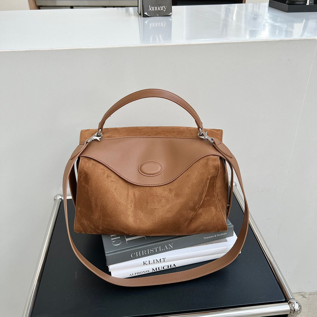 Design Cowhide Boston Pillow Retro Portable Handbags