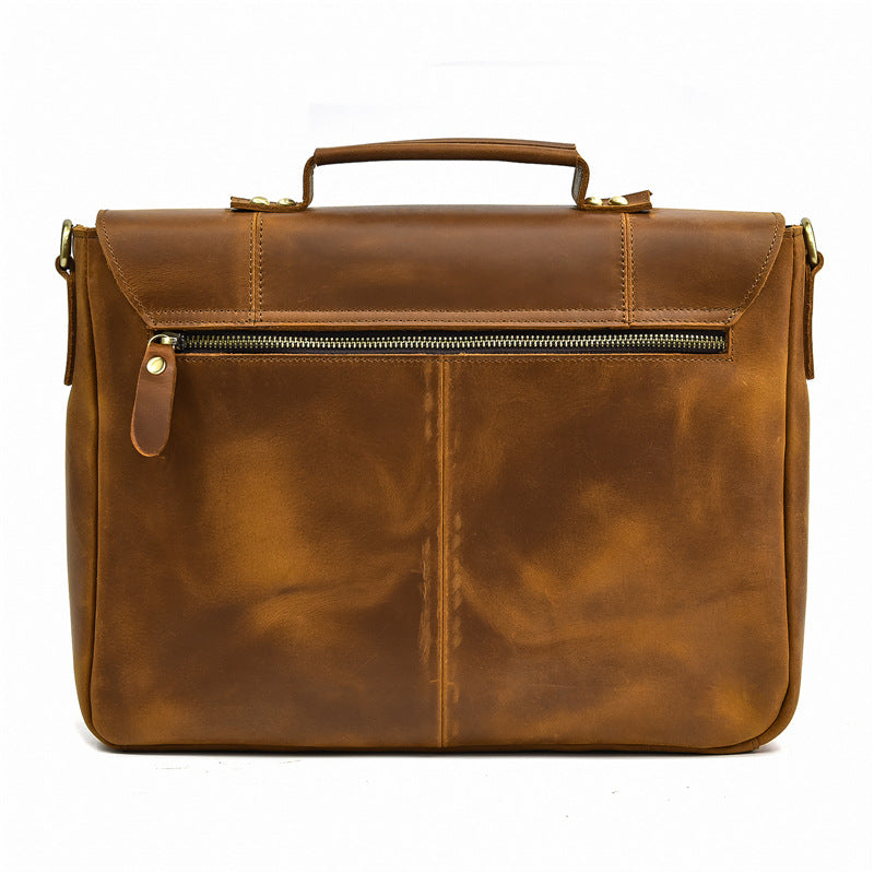 Men's Large Capacity Flip Top Layer Cowhide Men's Briefcases