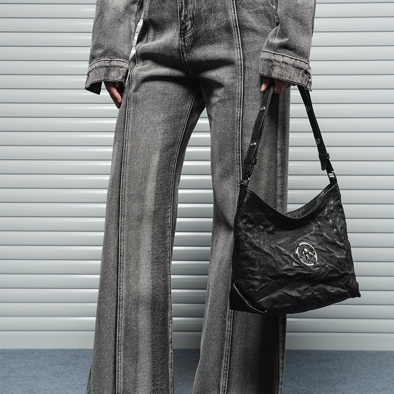 Classic Sexist Blackstone Size Pleated Underarm Shoulder Bags