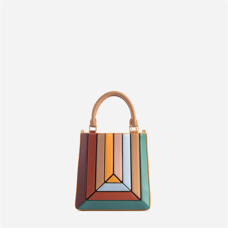 Women's Design High-grade Western Style Color Contrast Handbags