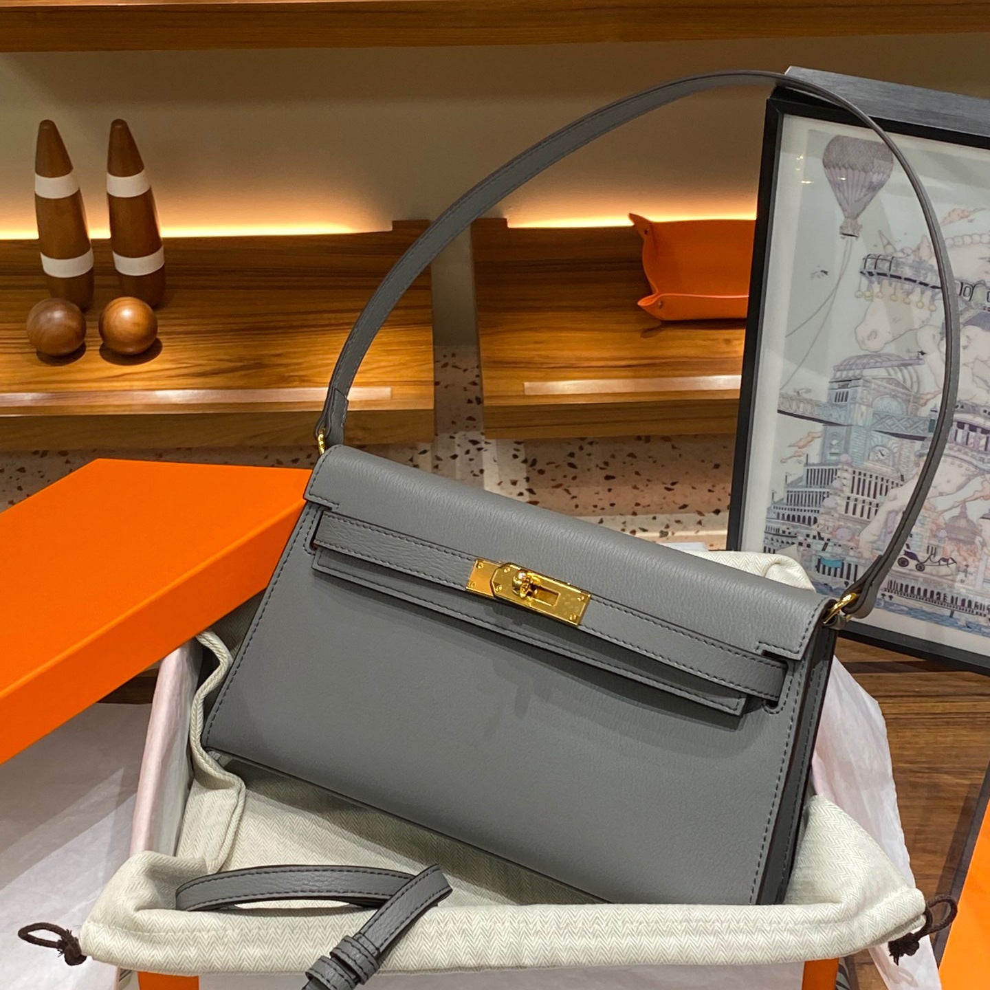 Women's Pattern Genuine Leather Kelly Underarm High-grade Armpit Bags