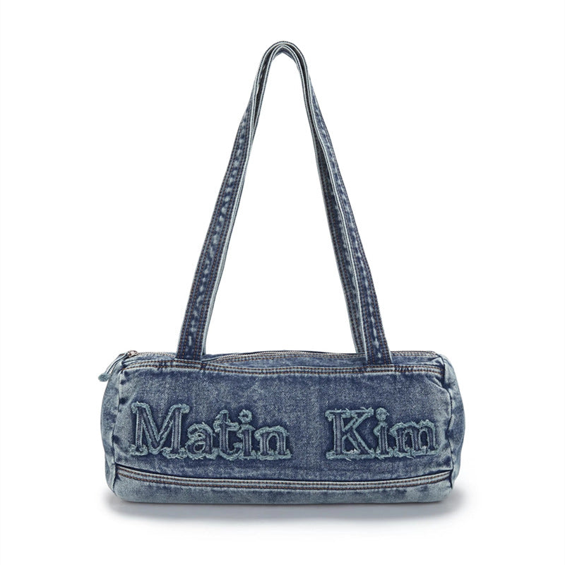 Women's Vintage Embroidery Denim On One Hand Tote Bags
