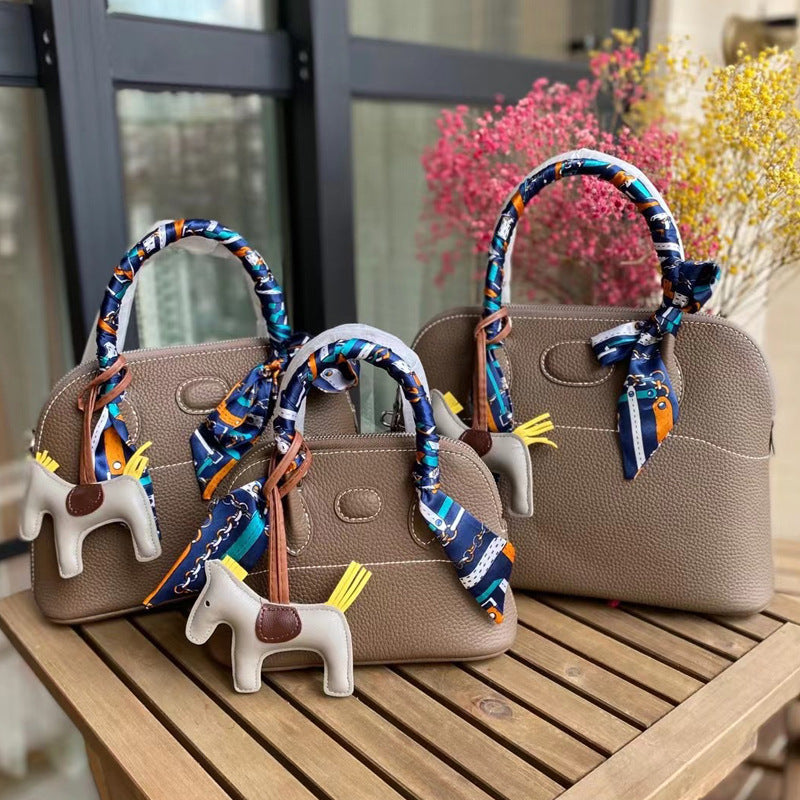 Classic Genuine Leather Bowling Fashion Shell Bags