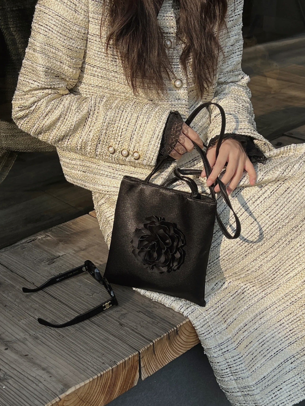 Graceful Rose Flower Decorative Design Commute Shoulder Bags