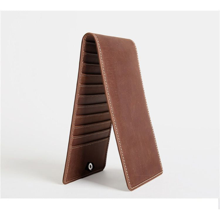 Women's & Men's First Layer Cowhide Multiple Slots Vintage Real Leather Long Card Holder