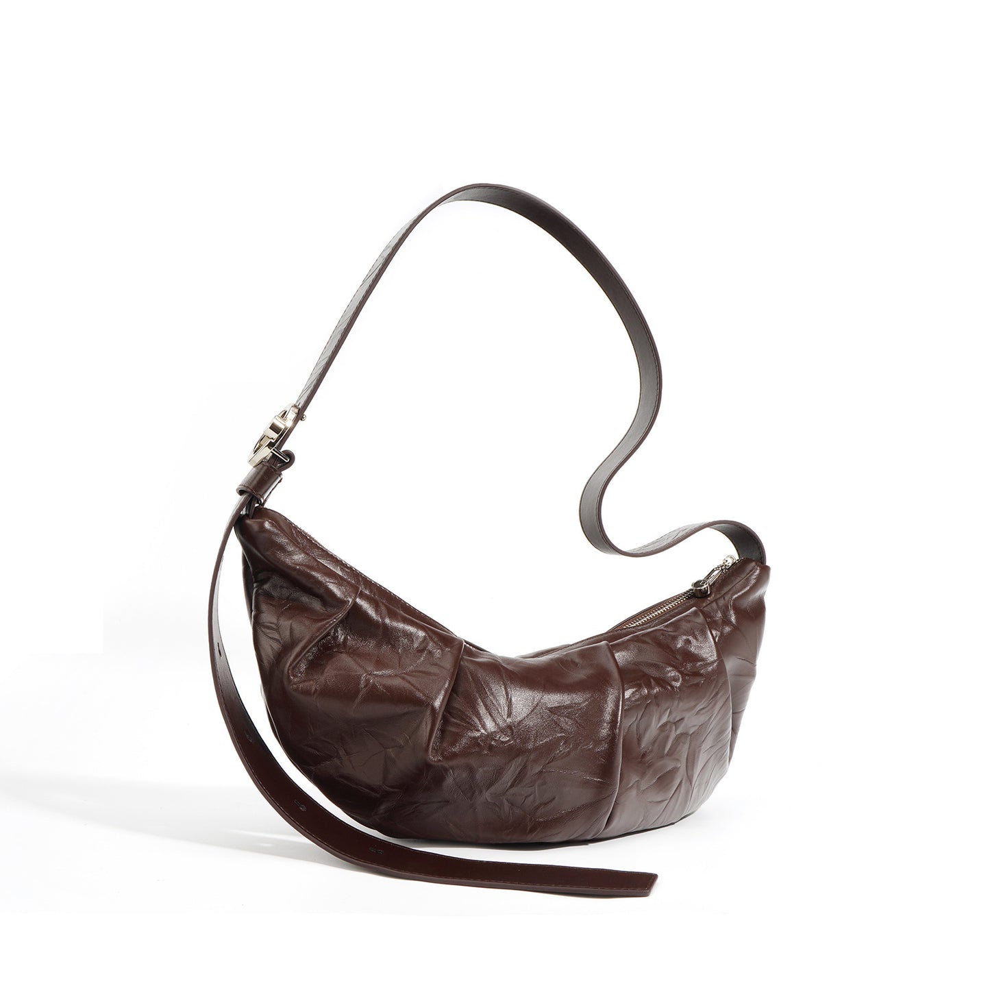 Women's Minimalist Style Textured Cowhide Consecrated Croissant Leisure Commute Shoulder Bags
