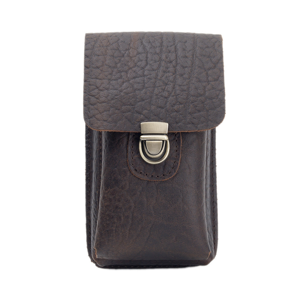 Men's Mobile Vertical Cigarette First Layer Cowhide Phone Bags