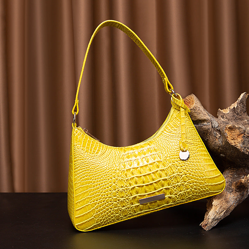 Women's Retro Hand-held Underarm Crocodile Pattern Shoulder Bags