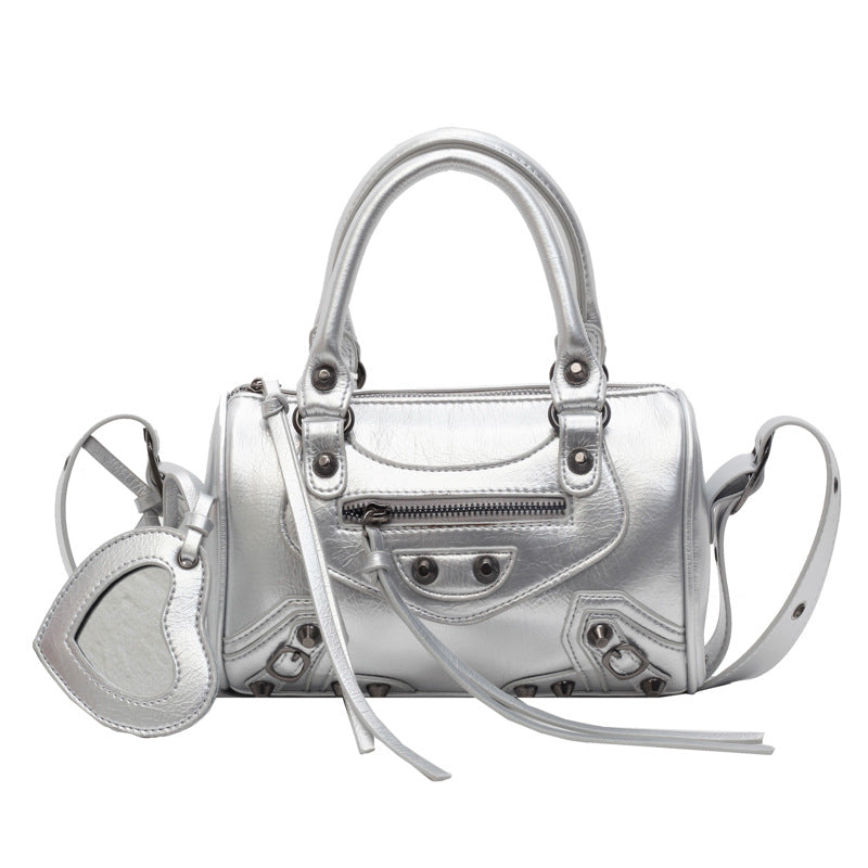 Women's High-grade Rivet Hot Style Textured Boston Bags