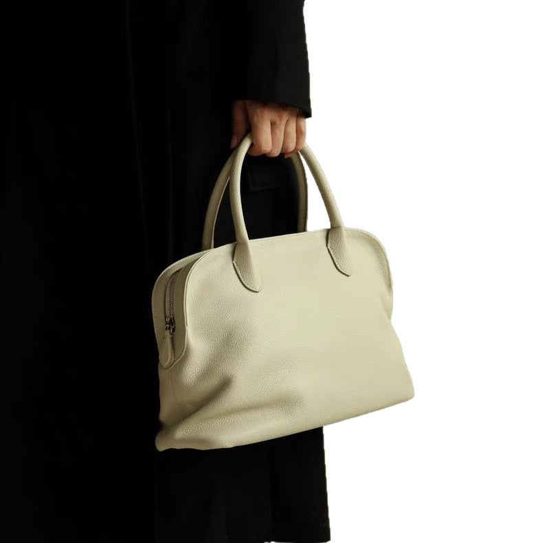 Women's Simple Bowling Top Layer Cowhide Shell Handbags