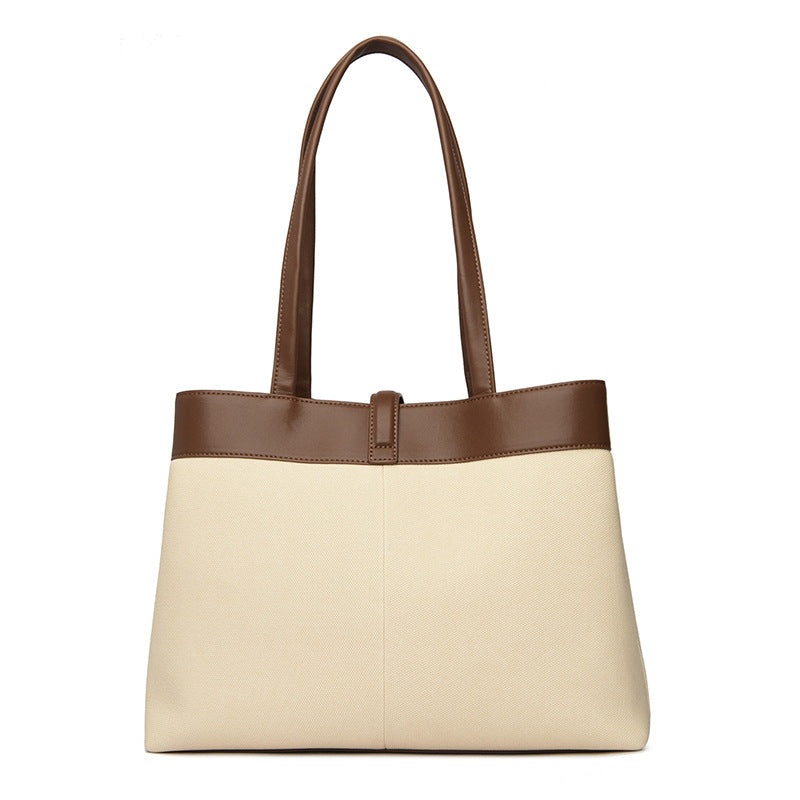 Women's High-grade Large Capacity Versatile Contrast Color Tote Bags