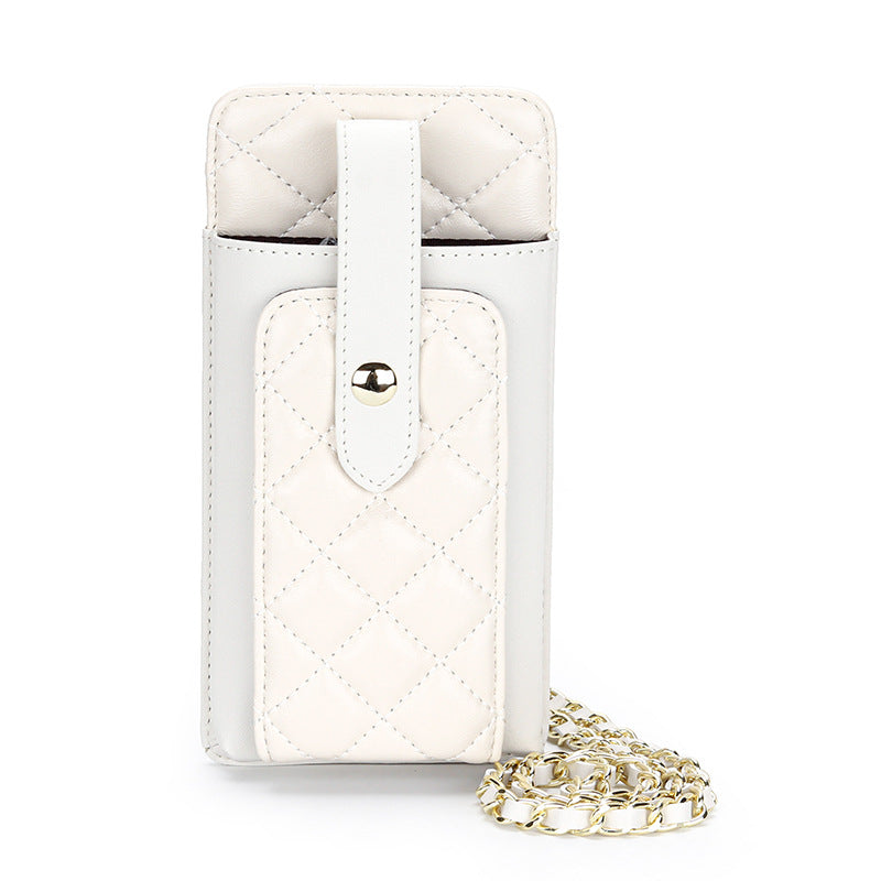 Women's Classic Style Rhombus Vertical Mobile Chain Phone Bags