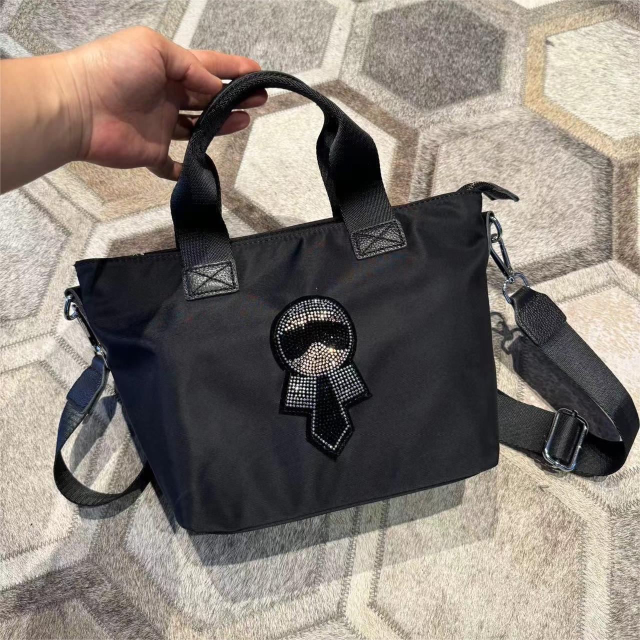 Women's Medium Smiley Face Simple Crystals Nylon Tote Bags