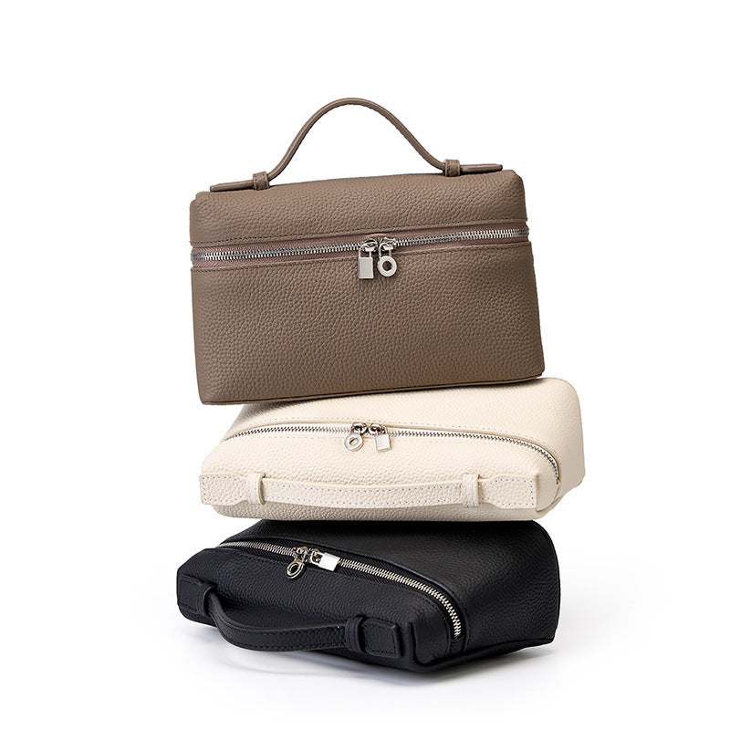 Women's Yan First Layer Cowhide Lunch Box Shoulder Bags