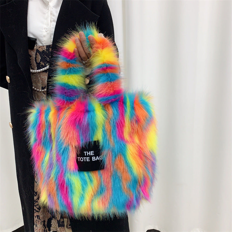Raccoon Fur Plush Large Capacity Totes Tote Bags
