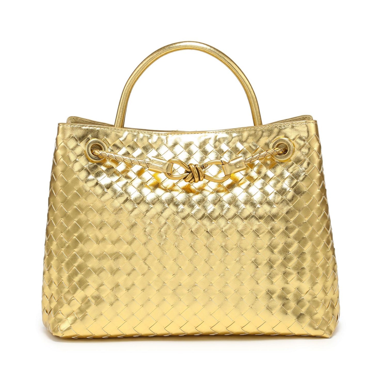 Woven Metal Cord Fastener Large Capacity Crossbody Bags