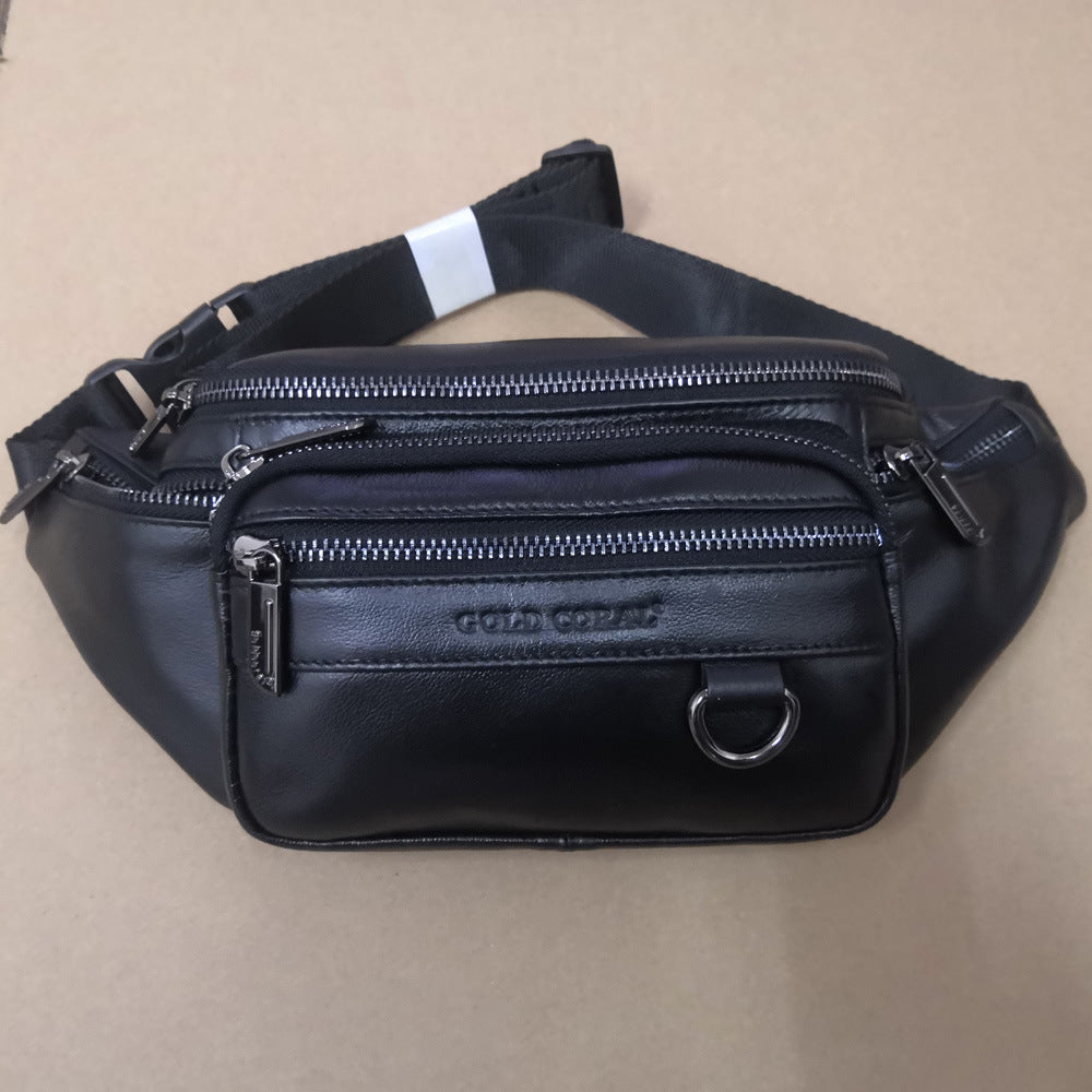 Men's Coral First Layer Cowhide Genuine Leather Men's Waist Packs