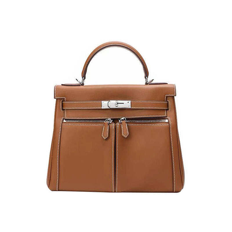 Home Double Zipper Imported Top Layer Crossbody Bags