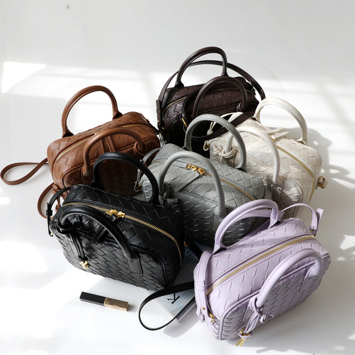 Women's Box Handmade Genuine Leather Hand-woven Commuter Small Square Bags
