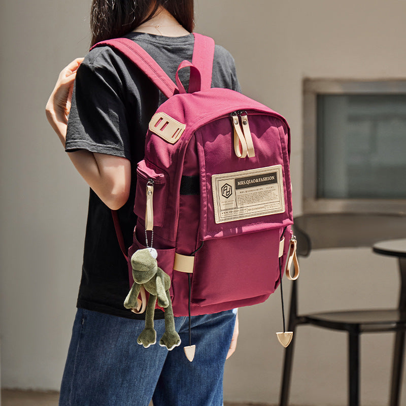 Junior High Fashion Light Canvas Large Backpacks