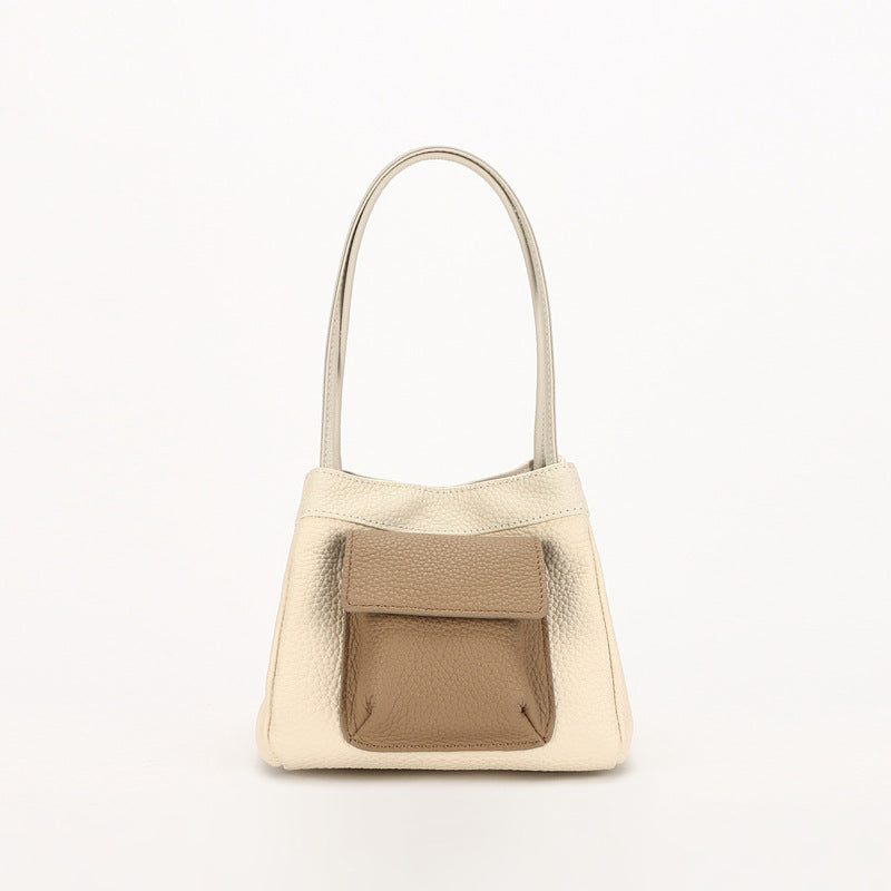 Women's Leather Contrast Color Vegetable Basket Niche Crossbody Bags