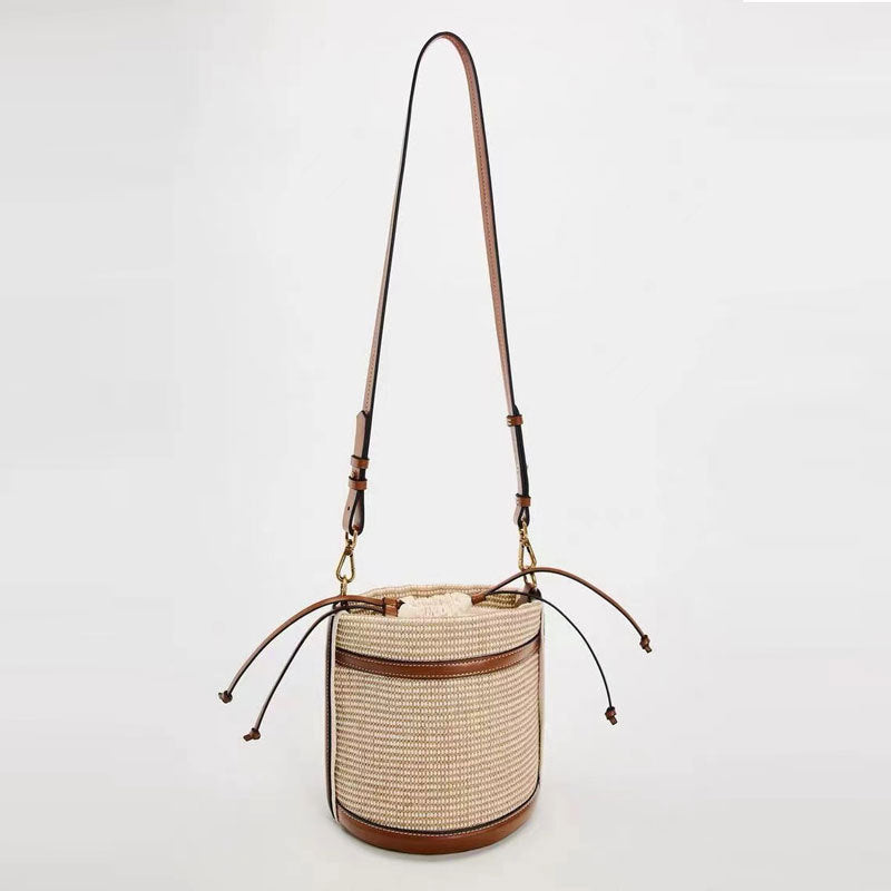 Women's Spanish Autumn Fashion Portable Woven Bucket Bags
