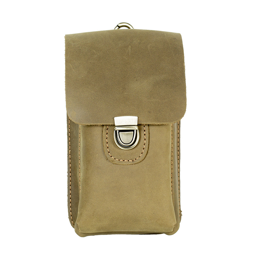 Men's Mobile Vertical Cigarette First Layer Cowhide Phone Bags