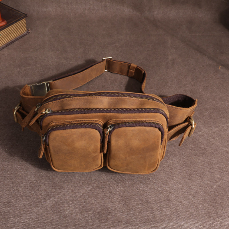 Men's Leather Pocket Cashier First Layer Cowhide Men's Waist Packs