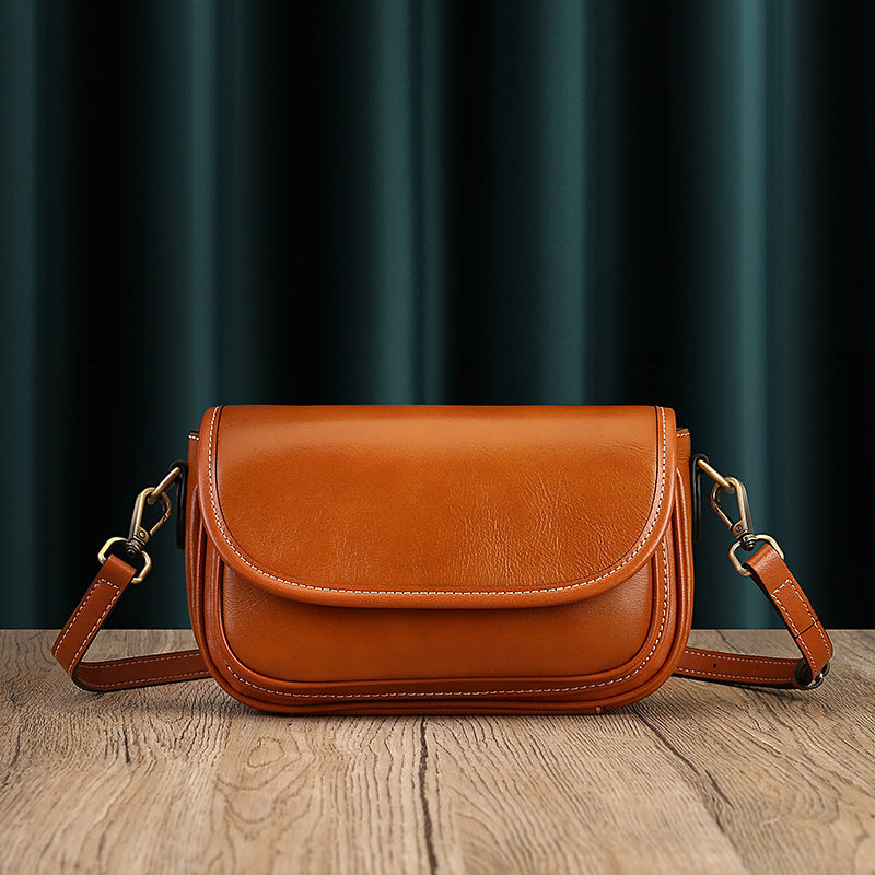 Women's High-grade Design Cattle Leather Soft Interlayer Crossbody Bags