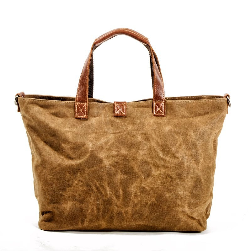 Women's Portable Genuine Leather Solid Color Simple Tote Bags