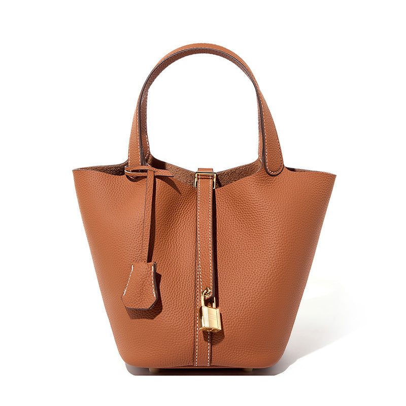 Women's Genuine Leather Versatile Classic Vegetable Basket Bucket Bags