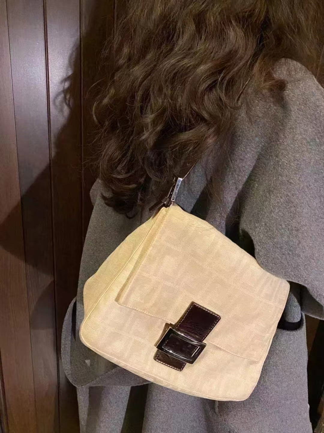 Cream Baguette Vegetable Tanned Leather Retro Bags