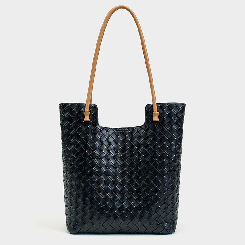 Women's High-grade Large Capacity Leather Commute Minority Tote Bags
