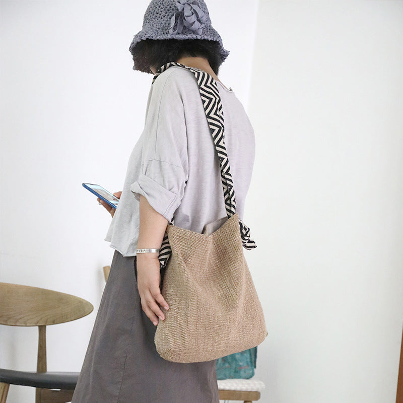Women's Korean Style Summer Artistic Linen Niche Shoulder Bags
