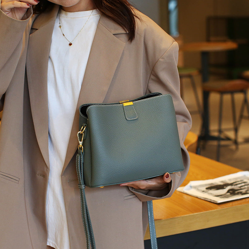 Women's Fashion Cattle Leather Commute Genuine Shoulder Bags