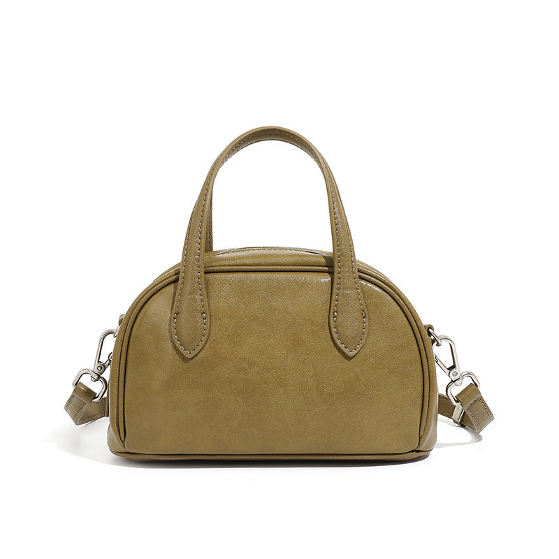 Women's Vintage Leather Vegetable Tanning Boston Bowling Crossbody Bags