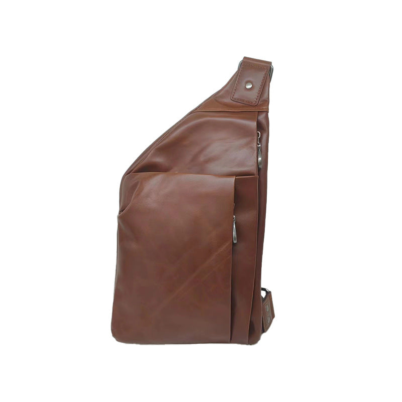 Men's Leather Fashion Cowhide Large Capacity High-grade Men's Chest Bags